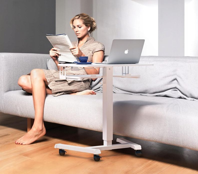 Bontec Mobilne Biurko Stojące Z Regulacją Wysokości 72-112 Cm, 4 Kółka