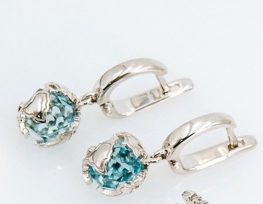 Сережки зі срібла з блакитним топазом (з оригінальною упаковкою)