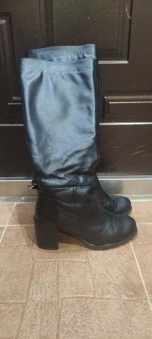 Сапоги-трубы кожаные еврозима.