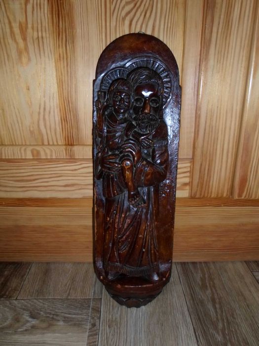 Stara płaskorzeźba do zawieszenia - drewno