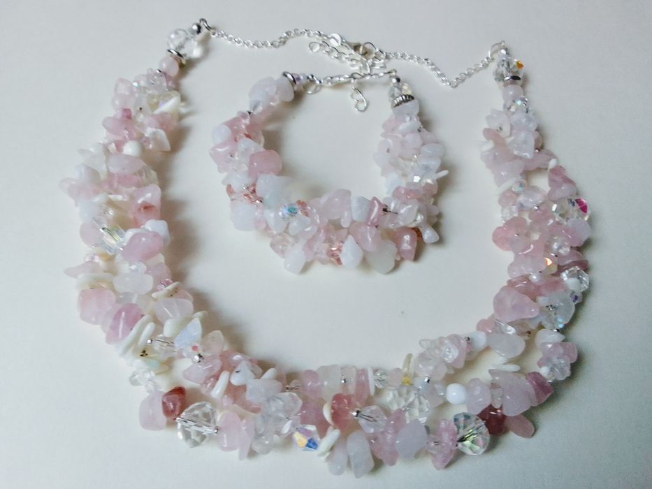 Okazały komplet ładne naturalne Koral Cytryna Kwarc