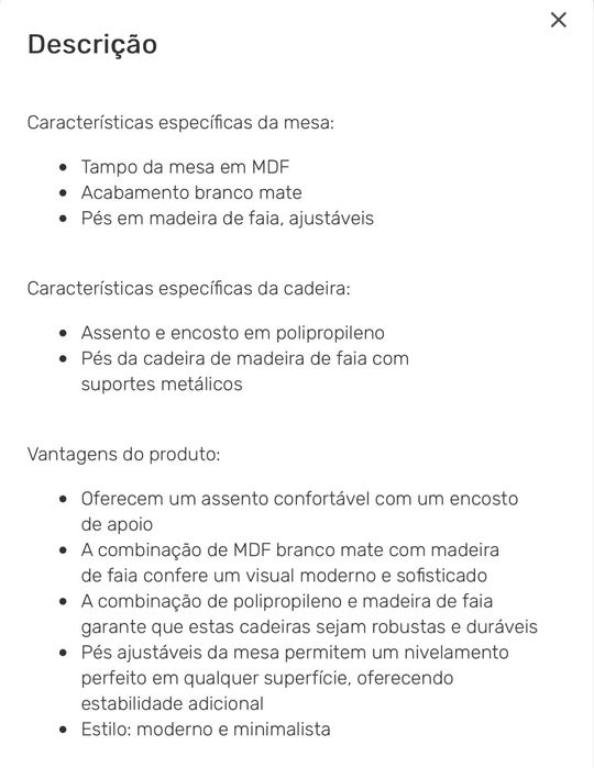 Conjunto Mesa + 4 Cadeiras