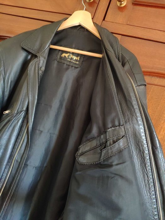Casaca preta de pele genuína Jopel (Homem)
