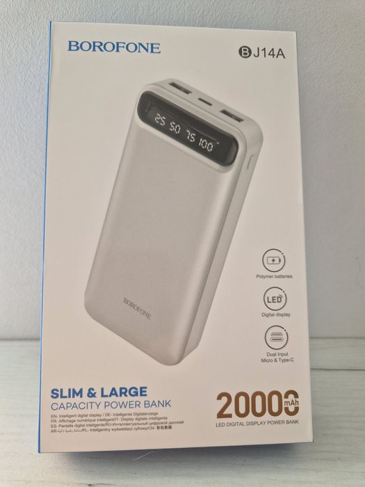 Borofone Power Bank 20000mAh BJ14A Freeway - 2xUSB - biały
