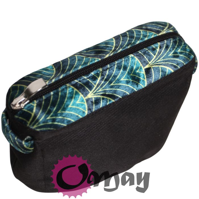 Czarny organizer OBAG POCKET welur zielony wachlarze 1 kieszeń OMAY