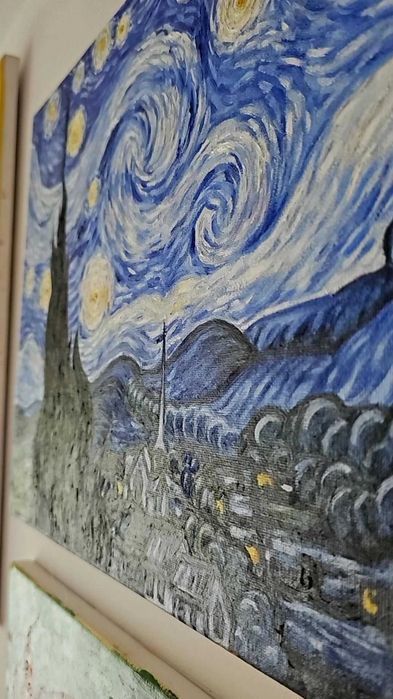 Kopia obrazu Van Gogha"Gwiaździsta noc"!Obraz olejny na płótnie