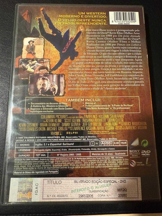 DVD do filme Silverado, edição especial