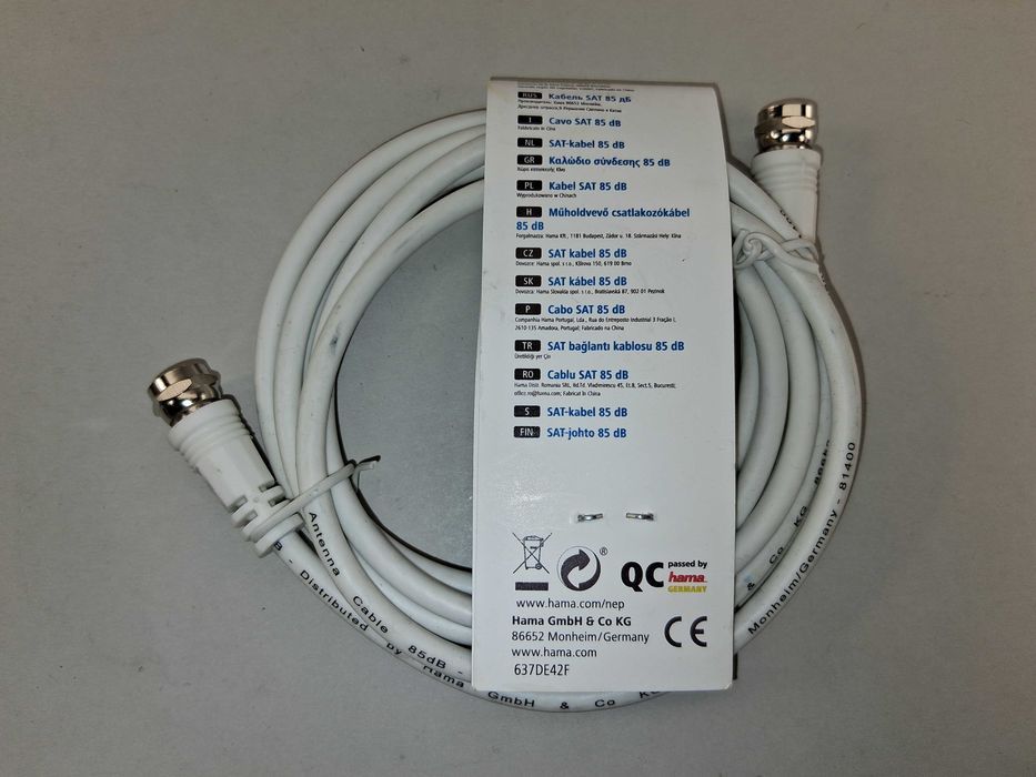 N050 Kabel SAT Hama F-Plug 1.5m 85dB Antenowy Classic Line Nowy