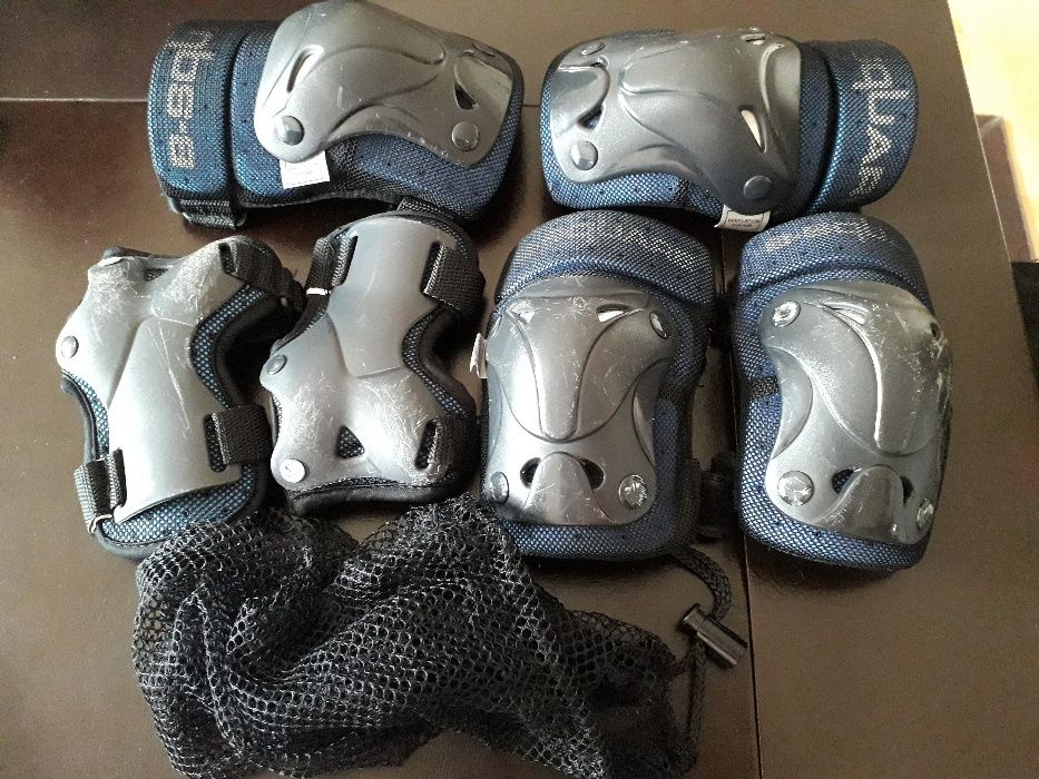 Patins em linha, nº 34+protecções cotovelos, joelhos e punhos