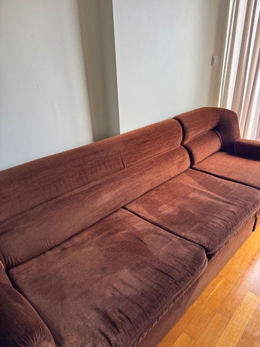 Sofá-Cama Anos 50/60 Veludo Castanho