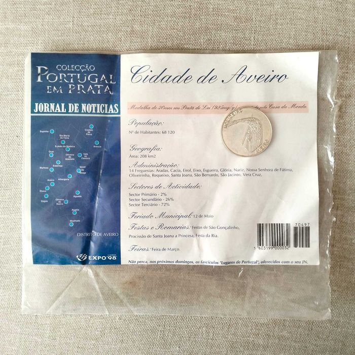 Medalha da Cidade de Aveiro - Coleção Portugal em Prata (JN 1997)