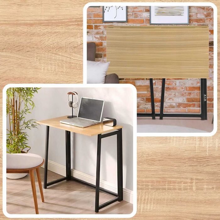 biurko do pokoju składane brązowe nowoczesne komputerowe uniwersalne