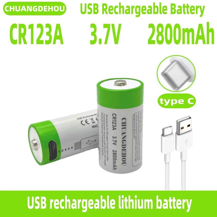 2 Rechargeable Batteries, USB-C CR123A, 2800 mAh64553240052994120