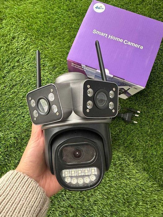 4G Потрійна Камера відеонагляду вулична 12MP від сім V380PRO 3L-4G