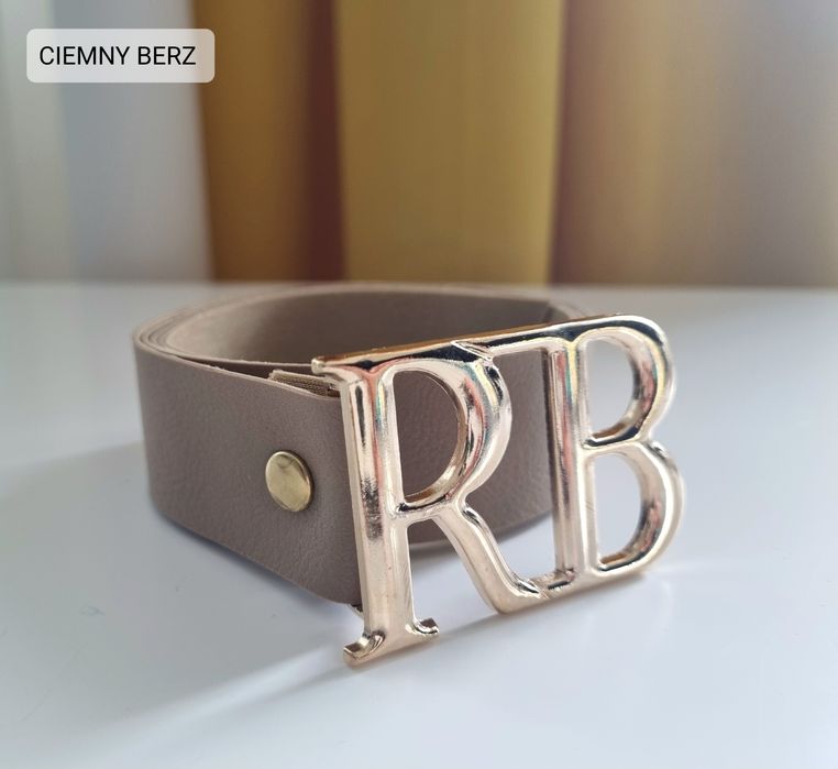 Pasek RB beżowy z metalowa klamrą