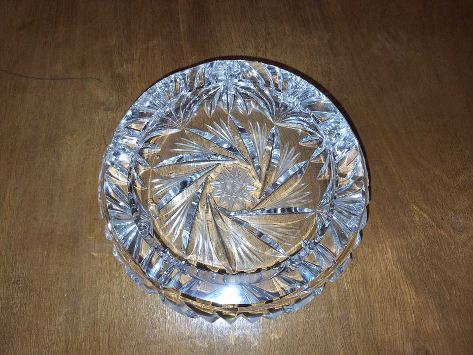 Duża misa, owocarka kryształowa i popielniczka PRL jak nowe