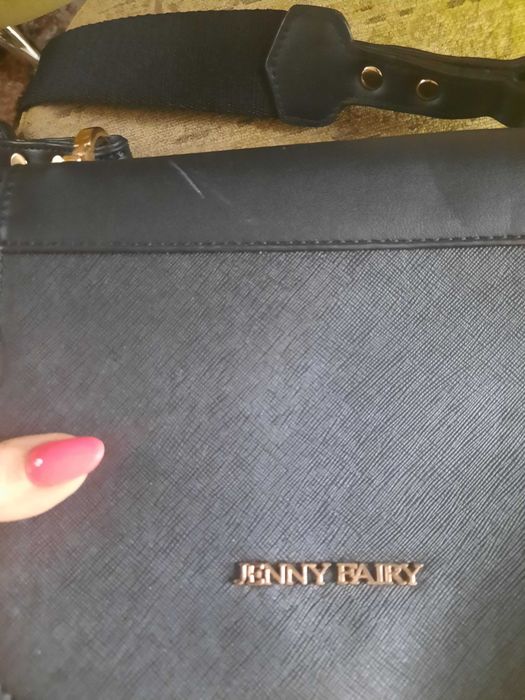 Torebka  listonoszka  Jenny  Fairy  czarna skóra  ekologiczna