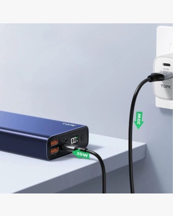 Powerbank szybka ładowarka PD 20W QC 3.0 USB C A micro 20000 mAh TOPK