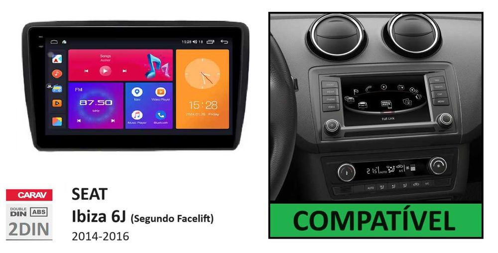 (NOVO) Rádio 2DIN 9" • Seat IBIZA 6J • [4+32GB] • Android GPS