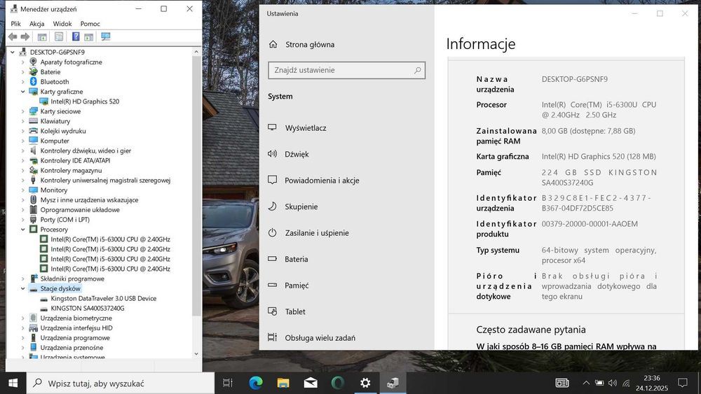 Idealny HP EliteBook i5-6th/8gbDDR/SSD/Win10/Bateria OK
