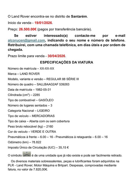 Land Rover Serie III, Model 88, Export CKD