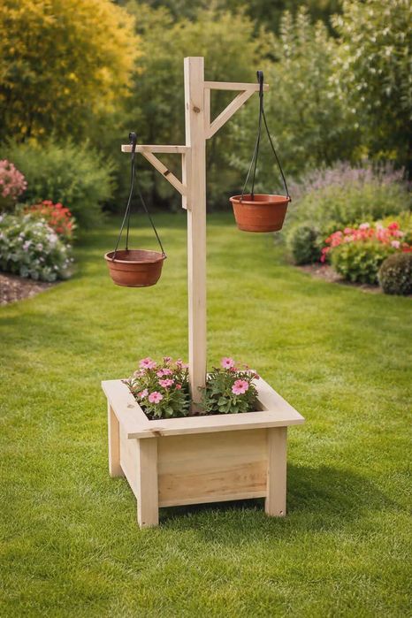 pergola, donice drewniane