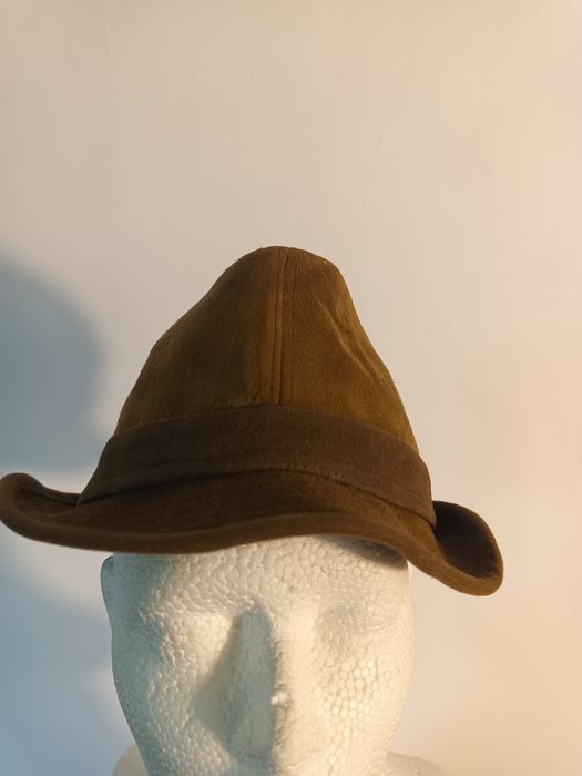 Vintage Brązowy Kapelusz Zamszowy | Styl Tyrolski / Trilby | Podszewka w Kratkę
