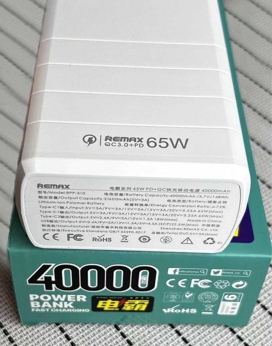 Повербанк для ноутбука 40000 mah, 65 w, pover bank с быстрой зарядкой