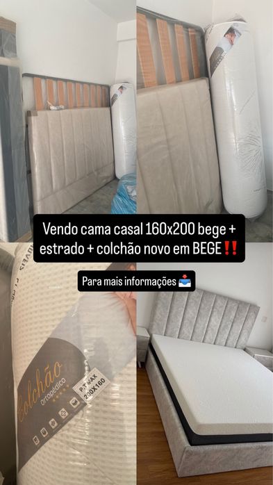 Vendo cama de casal 160x200 + estrado + colchao