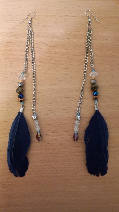 Серьги сережки с перышком