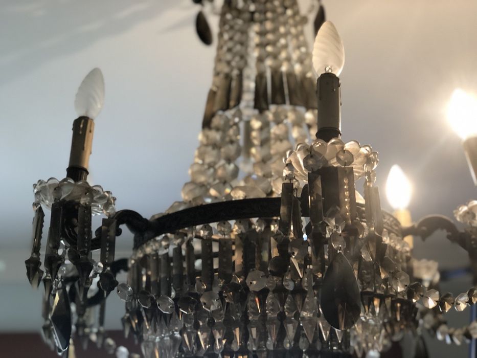 Lustre/Candeeiro cristal castanho