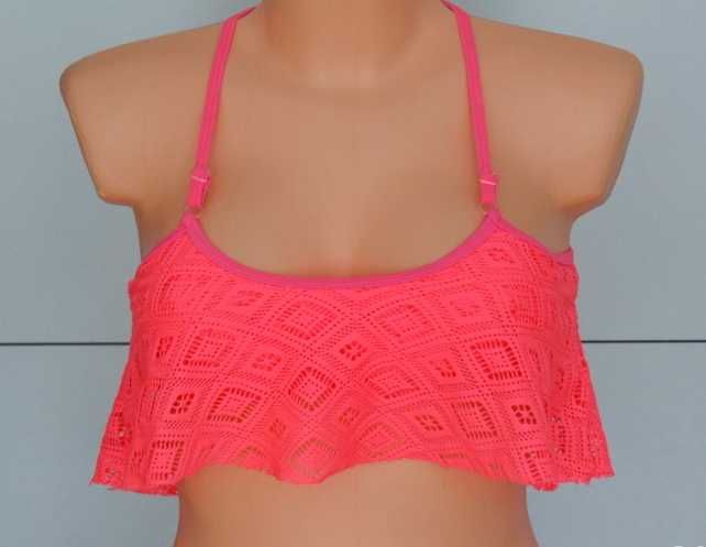 UNIQ neonowy miękki plażowy stanik z falbanką S/M