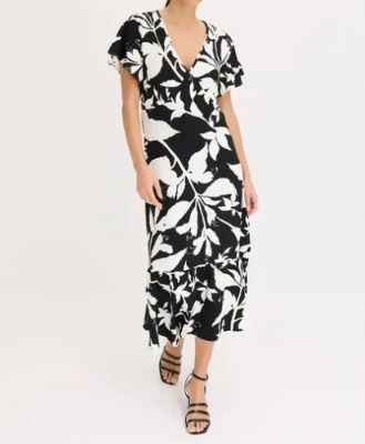B.P.C sukienka midi dżersejowa biało-czarna we wzory midi 40/42.
