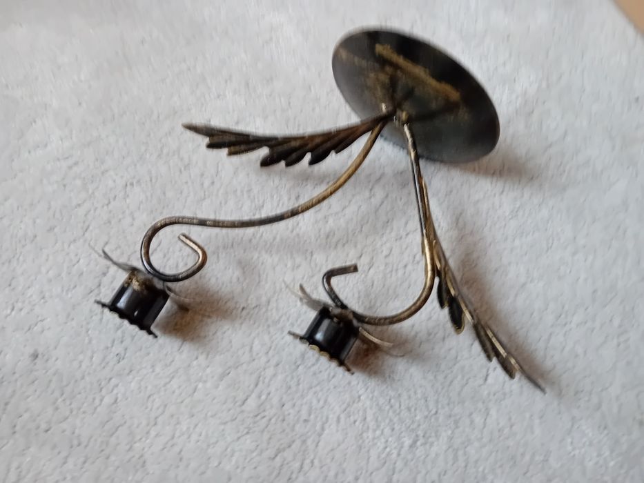 Świeczniki metalowy czarno-złoty na 2 świeczki