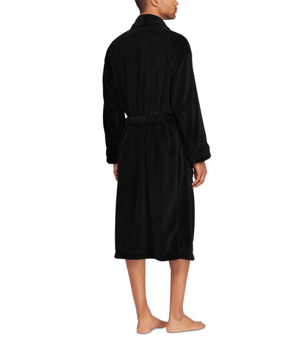 Мужской халат черный Polo Ralph Lauren Soft Cotton Kimono Velour Robe