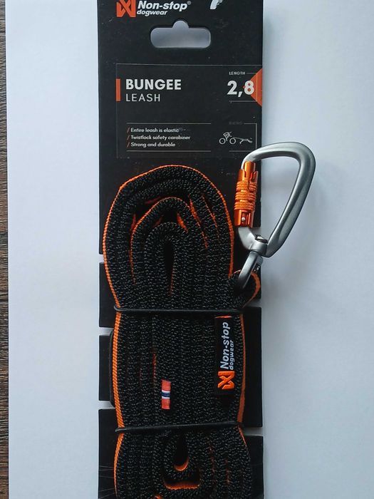 Non-stop Bungee Leash Smycz amortyzowana*2,8metry czarno-poma*nowa