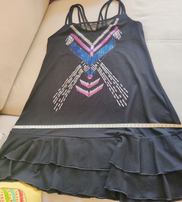 T-shirt de alças, túnica preta, La Mode est à Vous 34/36