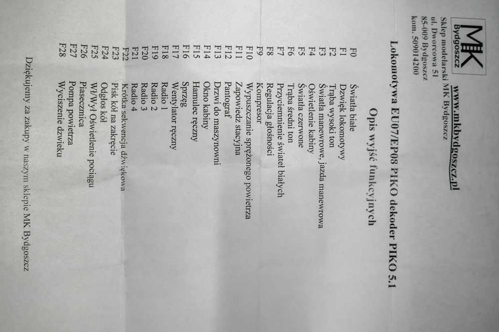 PIKO 56552 SmartDecoder XP - Dekoder DCC jazdy i dźwięku EU07 PIKO