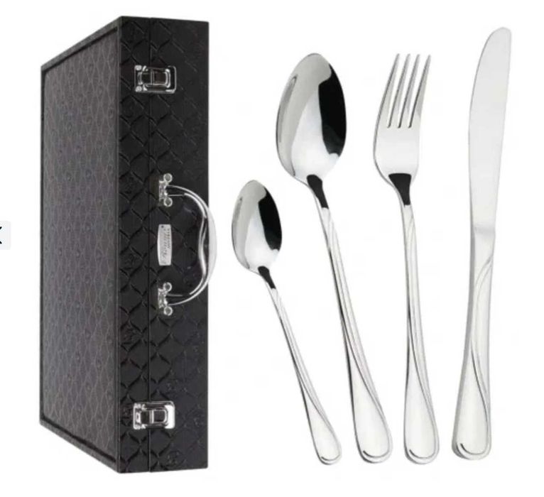 sztućce 72 ele na 12 osób WYSOKI POŁYSK duża WALIZKA t5400 grube