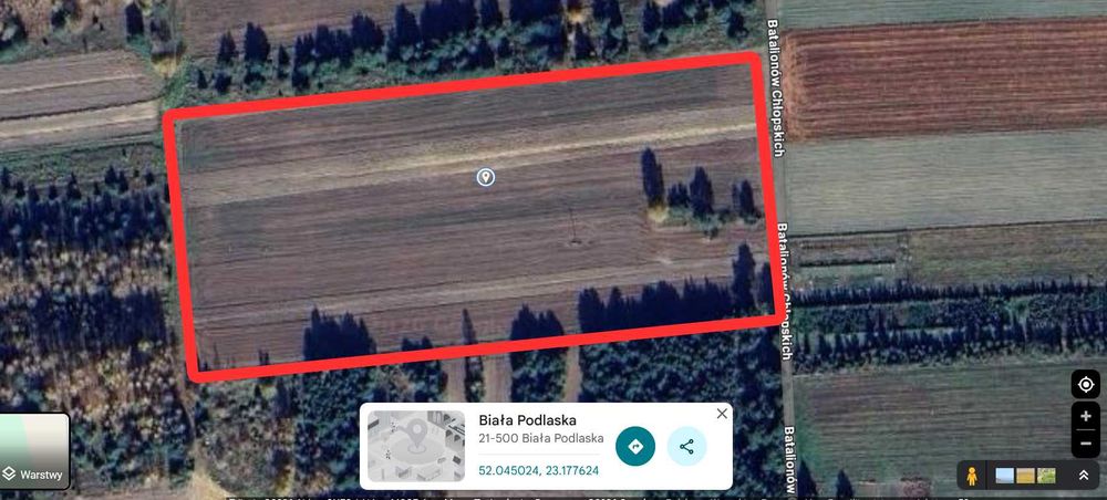 Działka rolna 3,05ha  w Białej Podlaskiej