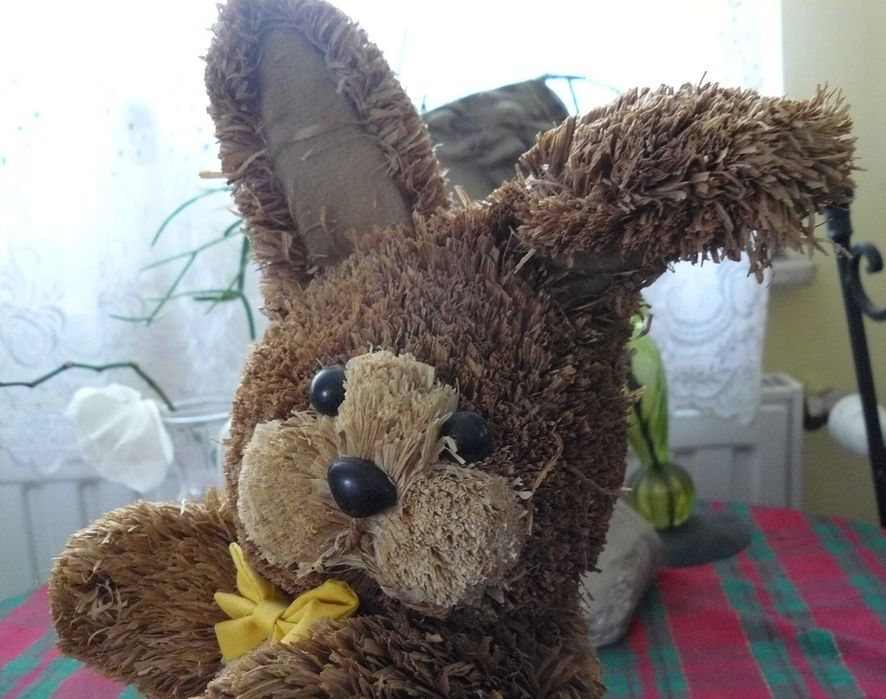 Zając królik ozdoba 31 cm + jajko handmade wstążeczka ceki
