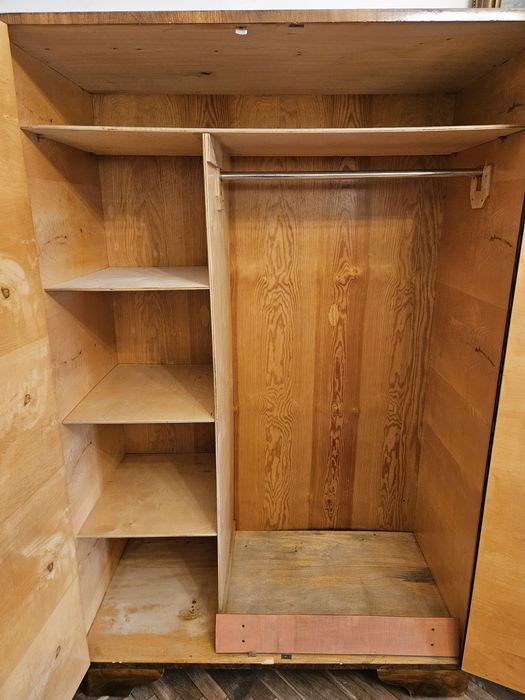 Szafa PRL Vintage – Styl Art Deco – Lustrzany Fornir – Komplet Kluczy!