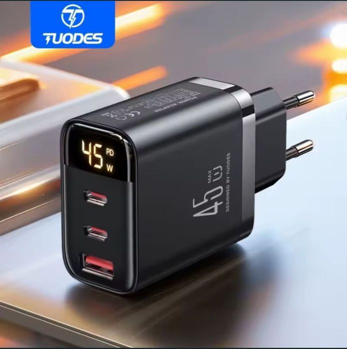 gan зарядка 45w usb tuodes pd qc зарядний пристрій устройство