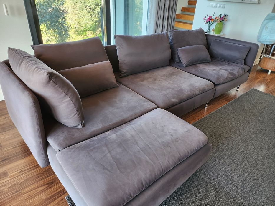 Sofá ikea 4 lugares  cinza c/ chaise longue
