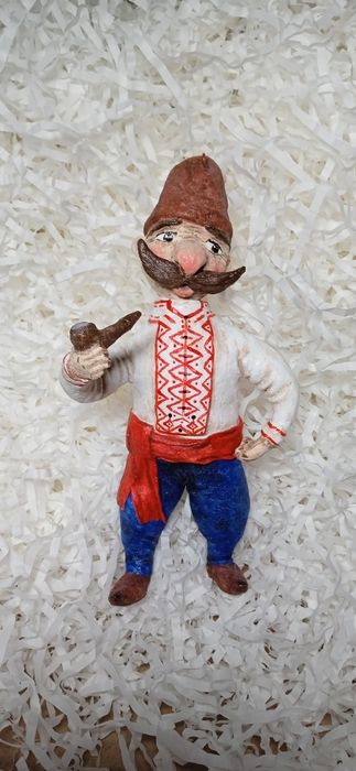 Козак Ватная игрушка на ёлку из ваты ручной работы