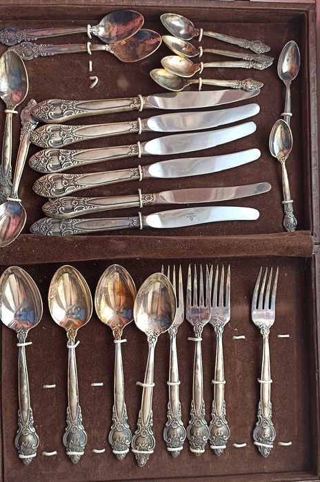 Столовий набір з срібла МНЦ, 24 предмети, 1950-ті роки - антикваріат