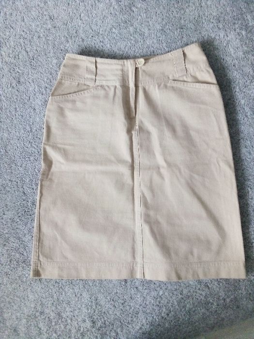 Spódnica do kolan ecru beż vintage lata 90. roz. S/M