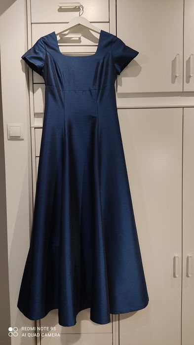 Sukienka z TAFTY długa niebieska na studniówkę lub inne okazje