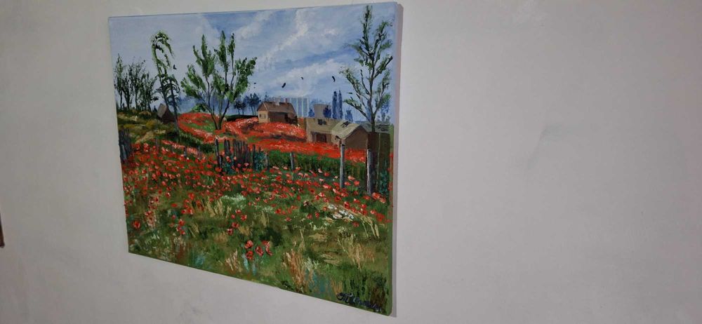 STALKER 2 : Поле червоних мрій Оригінальна олійна картина 50x40 см