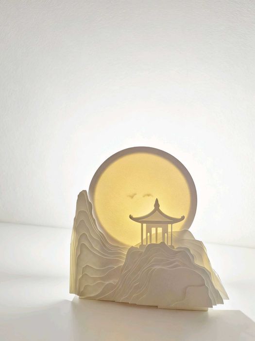 Candeeiro decorativo “Lua e Pagode” | luz ambiente